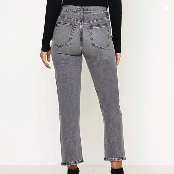 Loft High Rise Straight Crop Gray Black Wash Jeans - Picture 3 of 6